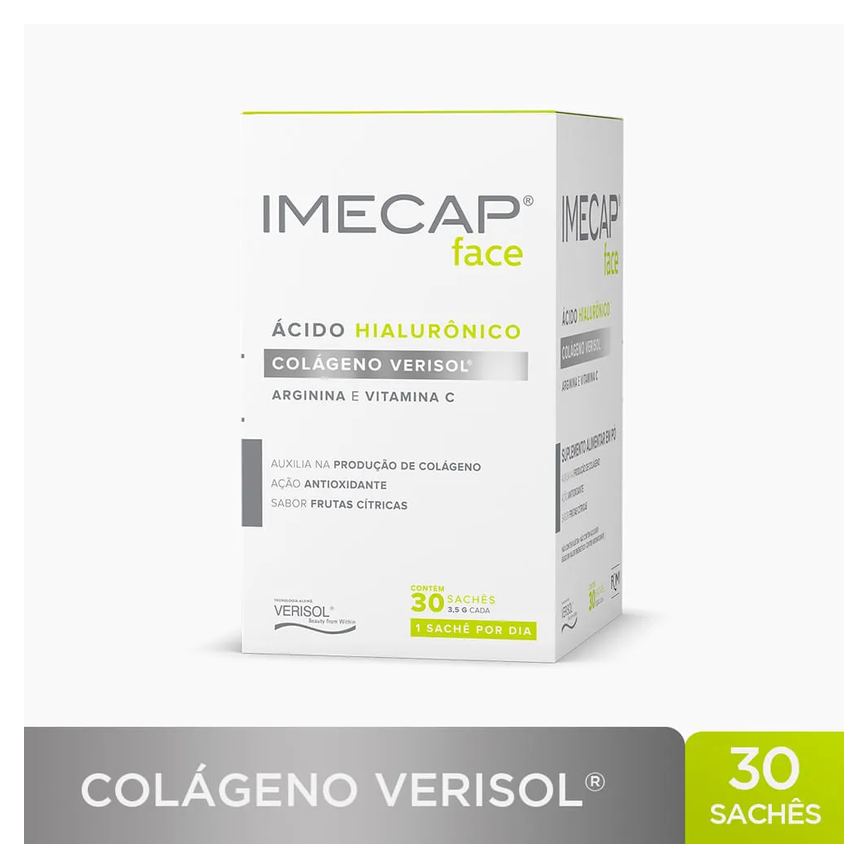Imecap Face 30 Sachês - Colágeno Hidrolisado Verisol E Ácido Hialurônico