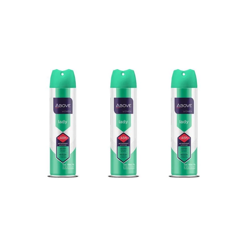 Desodorante Aero Above 150 Ml Feminino Lady - Kit C / 3un