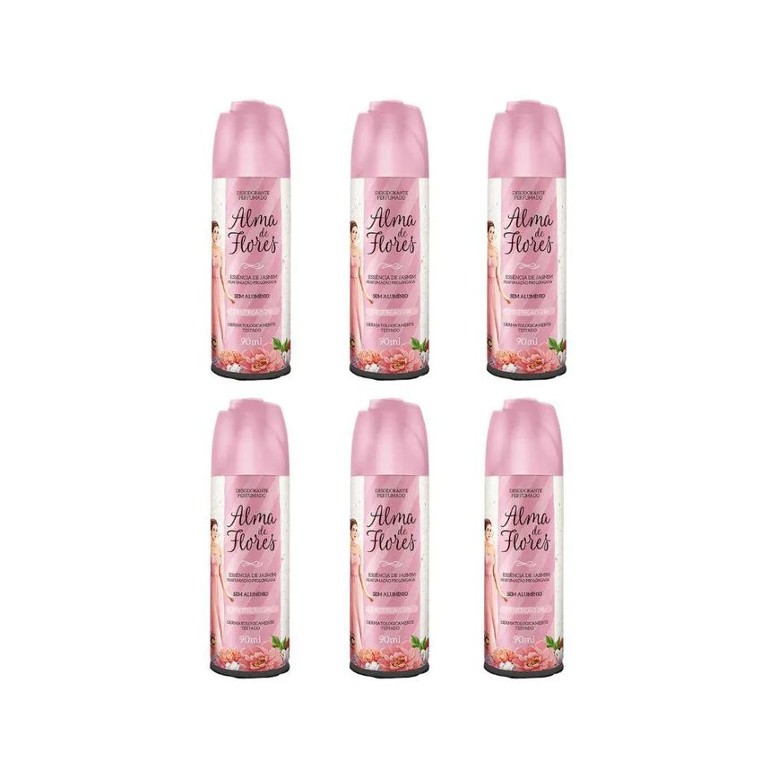 Desodorante Spray Alma de Flores Essência de Jasmin 90ml - Kit C / 6un