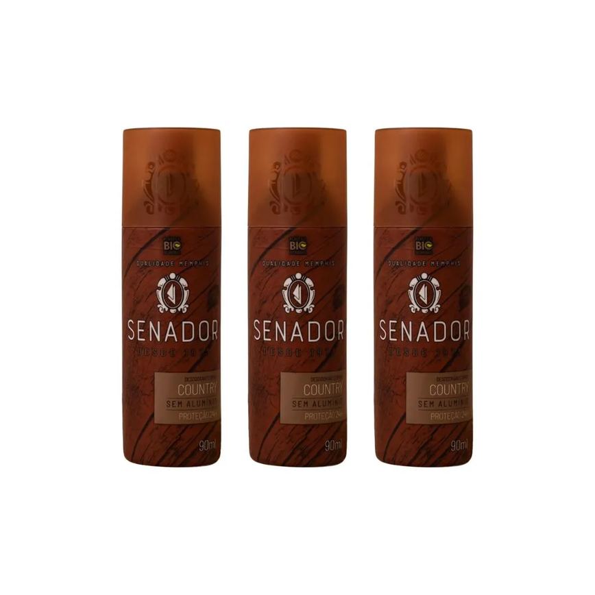 Desodorante Spray Senador Country 90ml - Kit C / 3un
