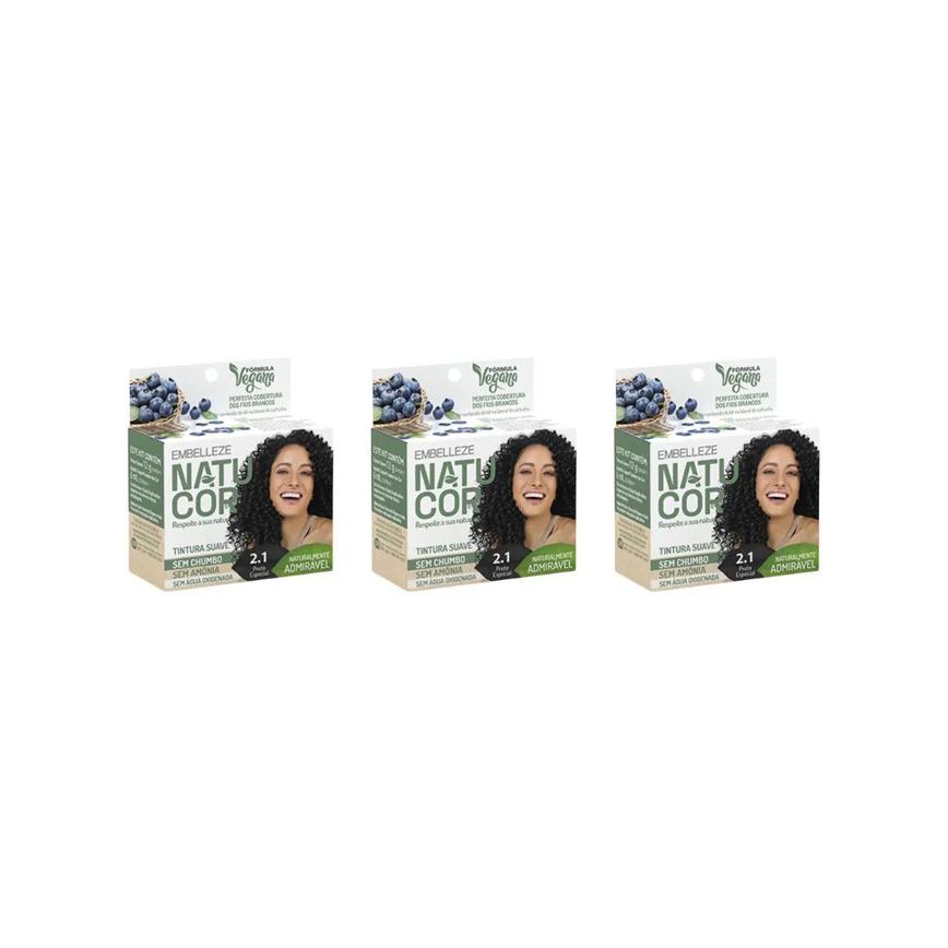 Coloraçao Natucor 2.1 Preto Especial - Kit C / 3un