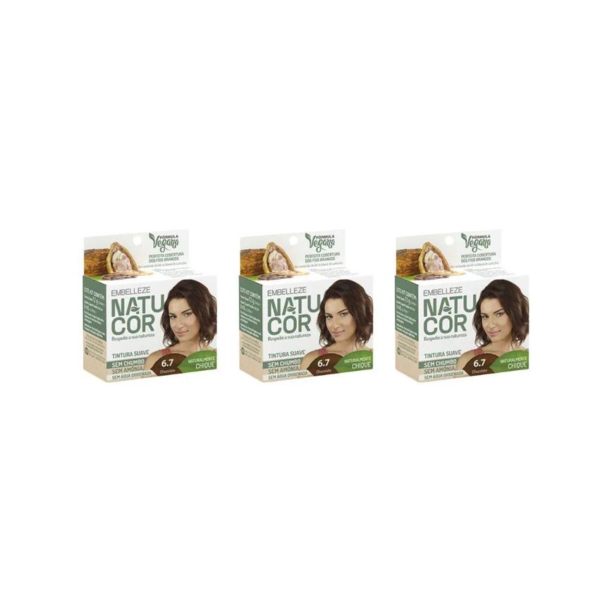 Coloraçao Natucor 6.7 Chocolate - Kit C / 3un
