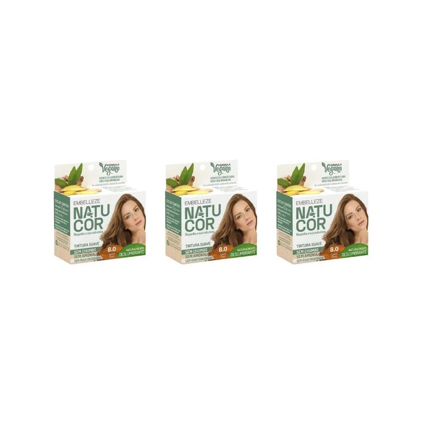 Coloraçao Natucor 8.0 Louro Claro - Kit C / 3un