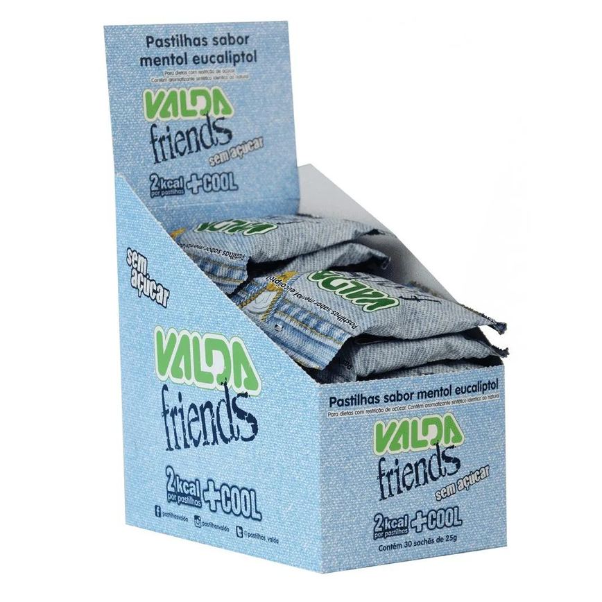 Valda Friends Pastilha Sabor Menta Refrescante Contém 10 Sachês de 25g Cada