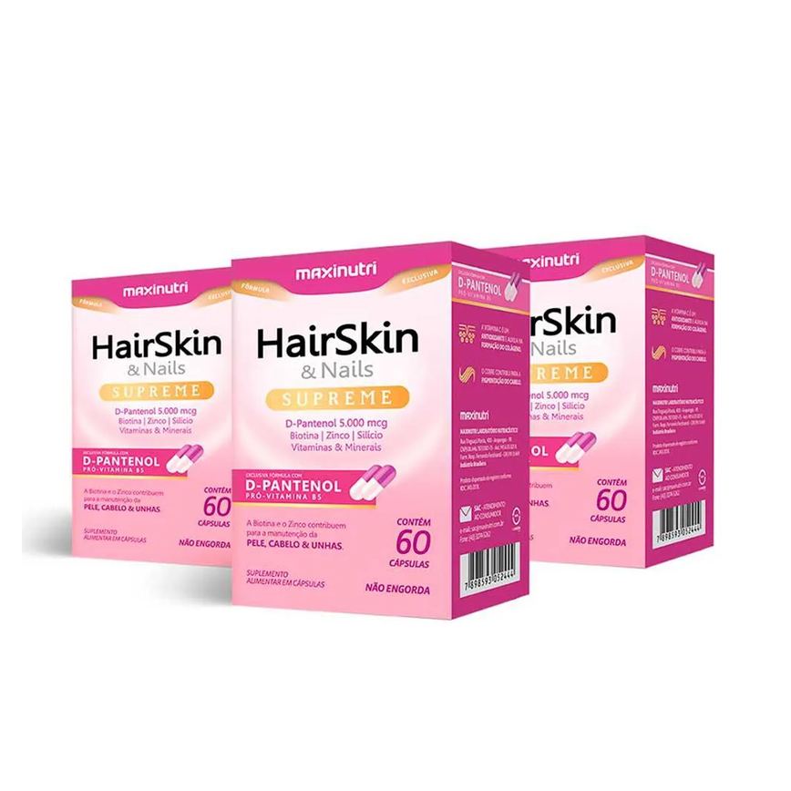 Kit 3 Hairskin Supreme D-pantenol + Biotina 60 Cápsulas Maxinutri