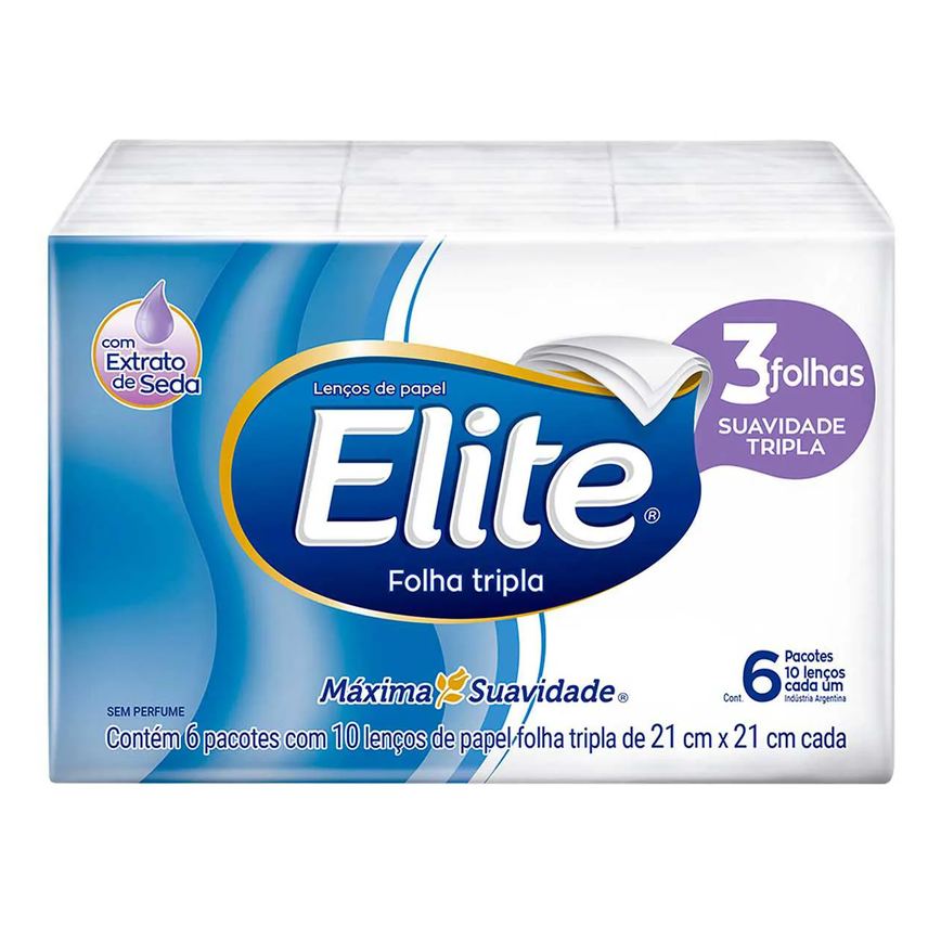 Kit Lenço de Bolso Elite Folha Tripla 10 unidades