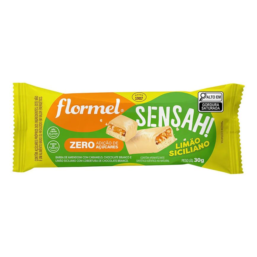 Chocolate Flormel Sensah! Zero Açúcar Limão Siciliano 30g