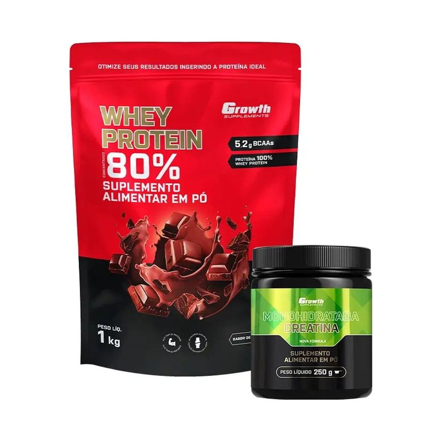 Kit Whey Protein Concentrado 1kg e Creatina Monohidratada 250g