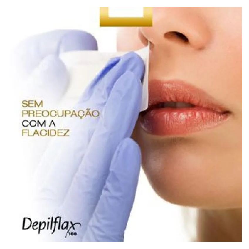 Folhas Prontas Depilatórias Buço e Face Naturais de Mel Depilflax 24 Folhas Duplas Depilação Profissional Pronta para Uso
