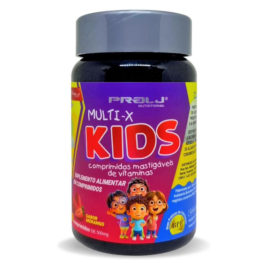 Multi-X Kids 60 comprimidos Mastigáveis Sabor Morango | Multivitamínico Infantil