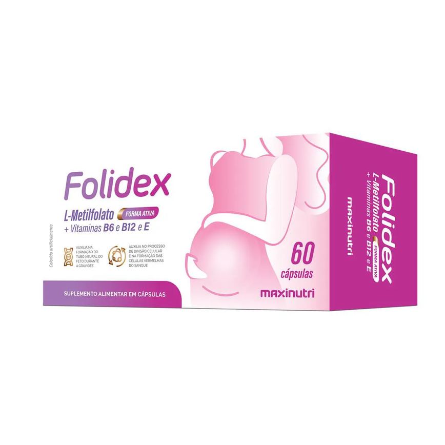 Folidex Metilfolato 420mcg + Vitaminas B6-b12 e e 60 cápsulas Maxinutri