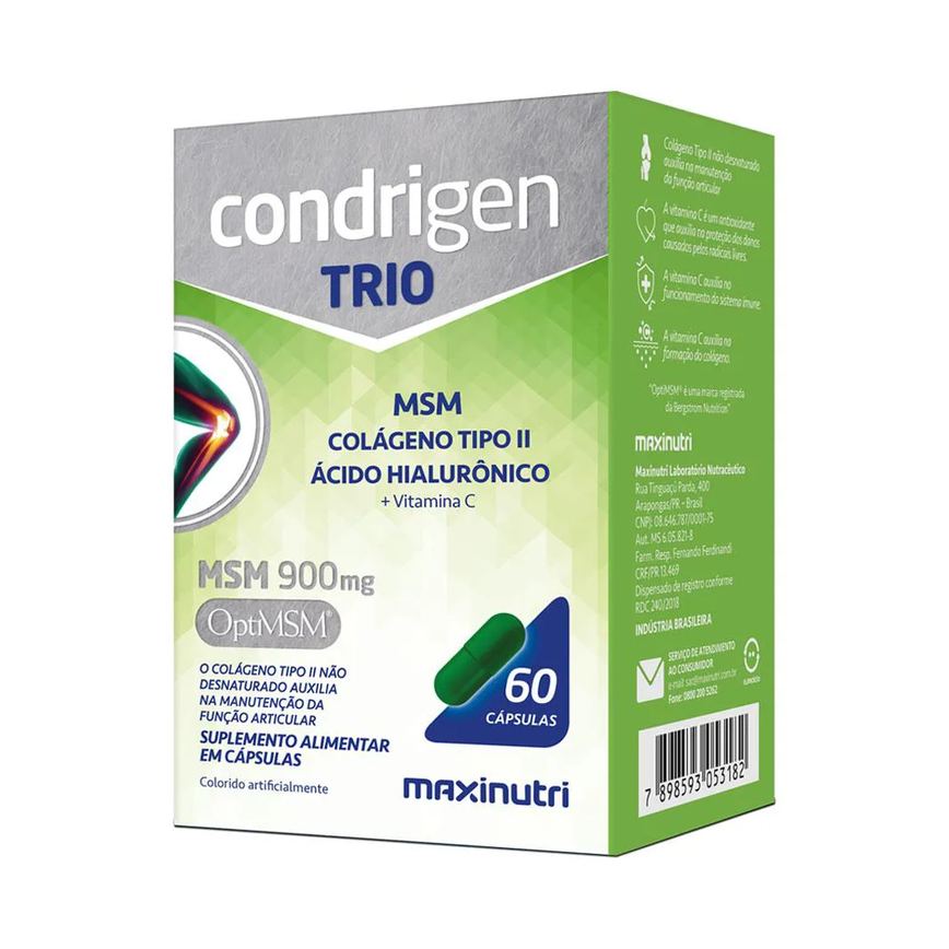 Condrigen Trio Msm Colágeno Tipo 2 + Ácido Hialurônico Saúde Articular 60 cápsulas