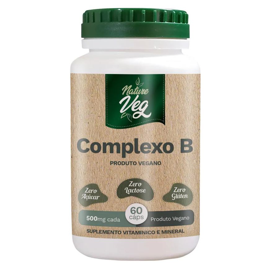 COMPLEXO B (PRODUTO VEGANO) 60 CáPSULAS 500MG