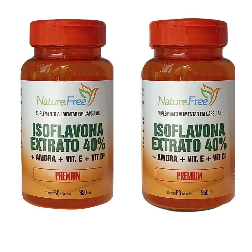KIT 2 ISOFLAVONA EXTRATO 40% + AMORA + VIT. E + VIT. D³ 60 CáPSULAS 950MG