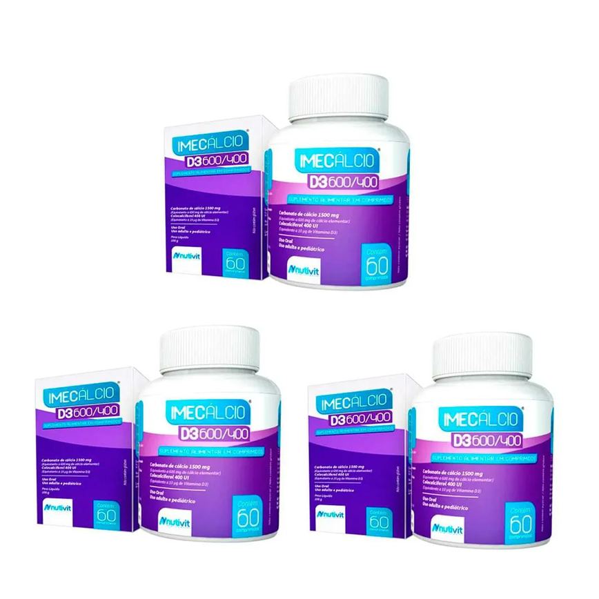 Kit C/3 Imecálcio 600/400Mg C/60 comprimidos