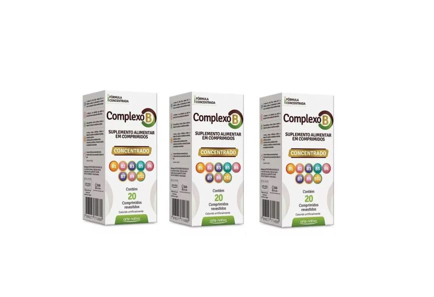 Kit C/3 Complexo B Concentrado C/20 comprimidos - Arte Nativa