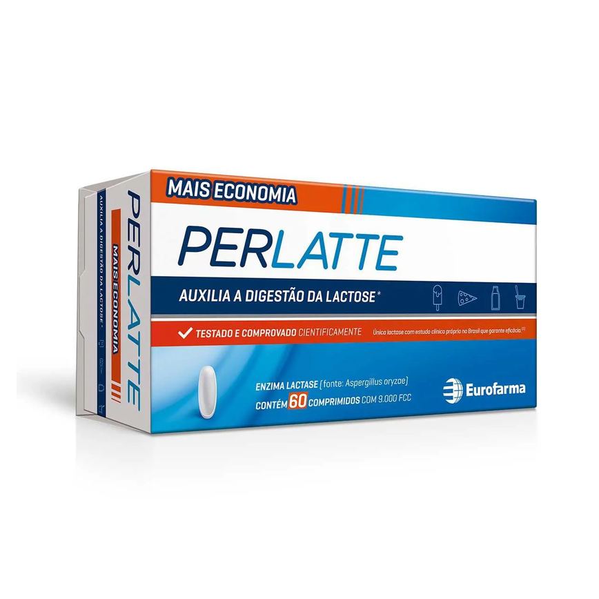 Suplemento de Lactase Perlatte 9.000 FCC com 60 Comprimidos