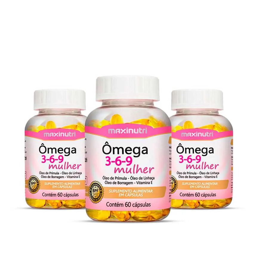 Kit 3 Ômega 3-6-9 Mulher 60 Capsulas Maxinutri