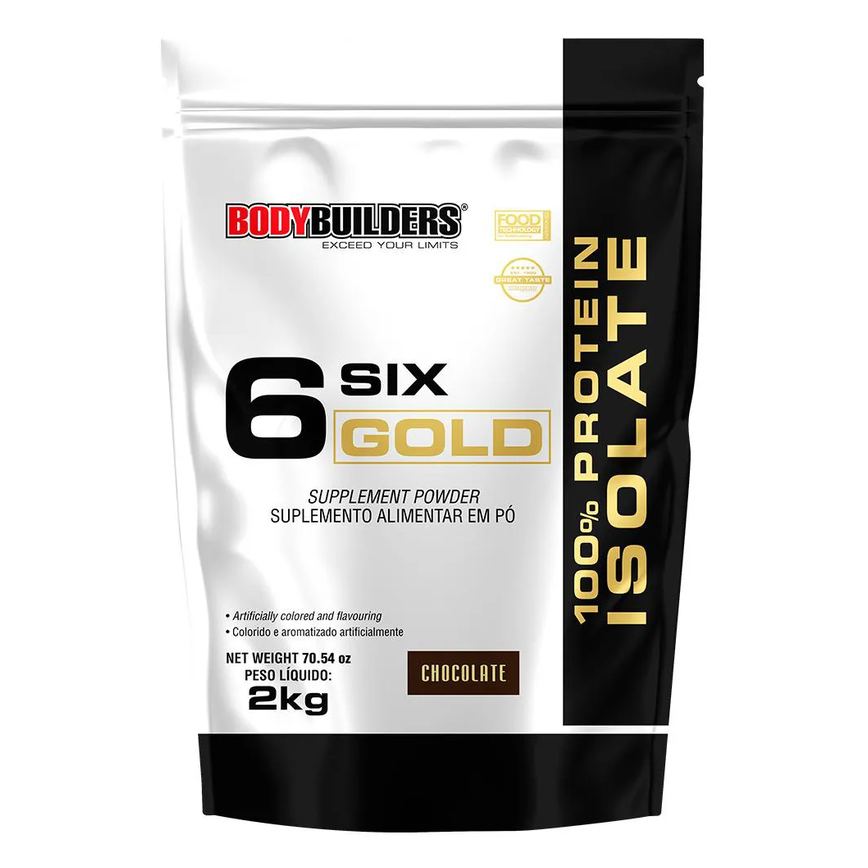Whey Protein Isolado Six Gold 2 Kg Exclusivo - Suplemento em Pó para Aumento de Massa Muscular Morango