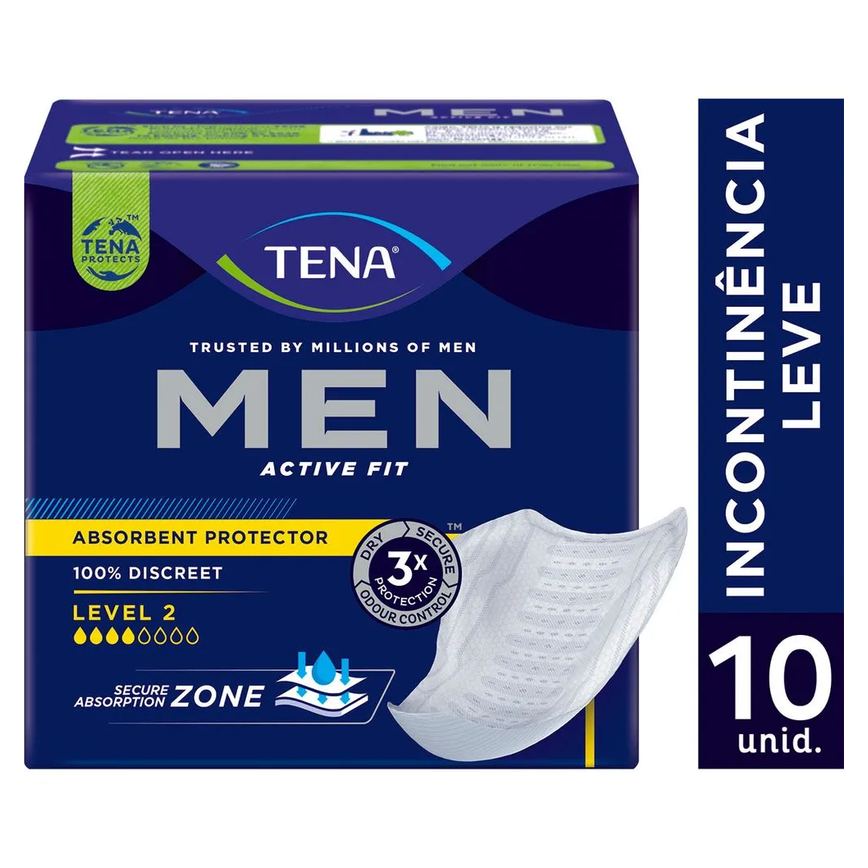 Absorvente Protetor Masculino Tena Men Active Fit 10 Unidades