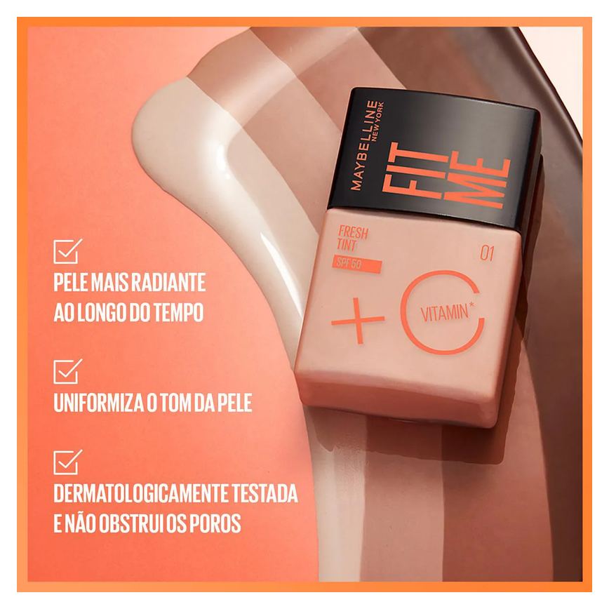 Base Líquida Maybelline NY Fit Me Fresh Tint Vitamina C FPS 50 30ml - Cor 06