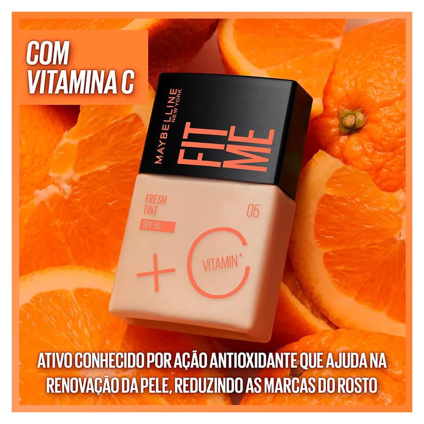Base Líquida Maybelline NY Fit Me Fresh Tint Vitamina C FPS 50 30ml - Cor 06