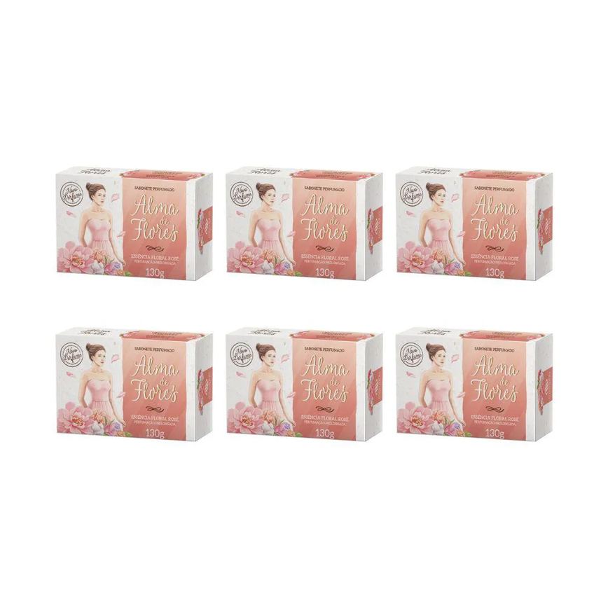 Sabonete Alma de Flores 130g Floral Rose - Kit C / 6un