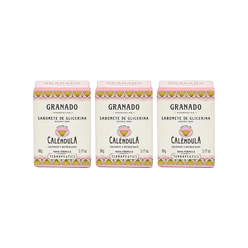 Sabonete Granado 90g Glicerina Calendula - Kit C / 3un