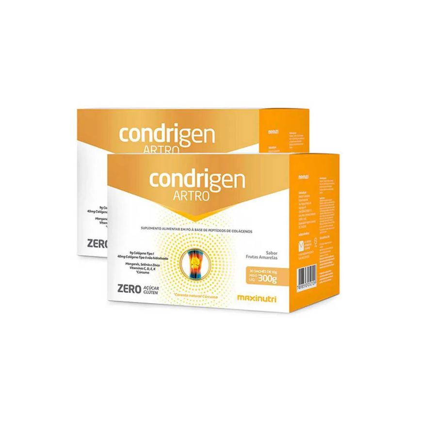 Kit 2x Condrigen Artro Colágeno Tipo 1 e 2 Sachê Frutas Amarelas Maxinutri