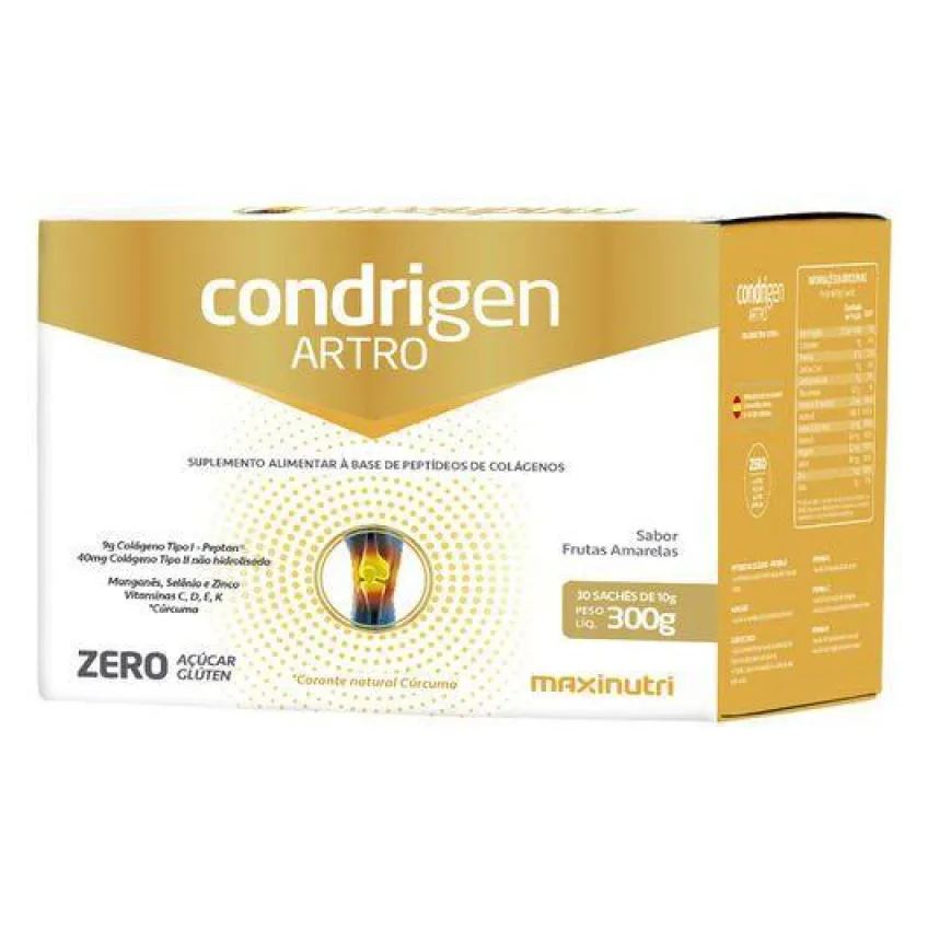Condrigen Artro Colágeno Tipo 1 e 2 sachê Frutas Amarelas Maxinutri
