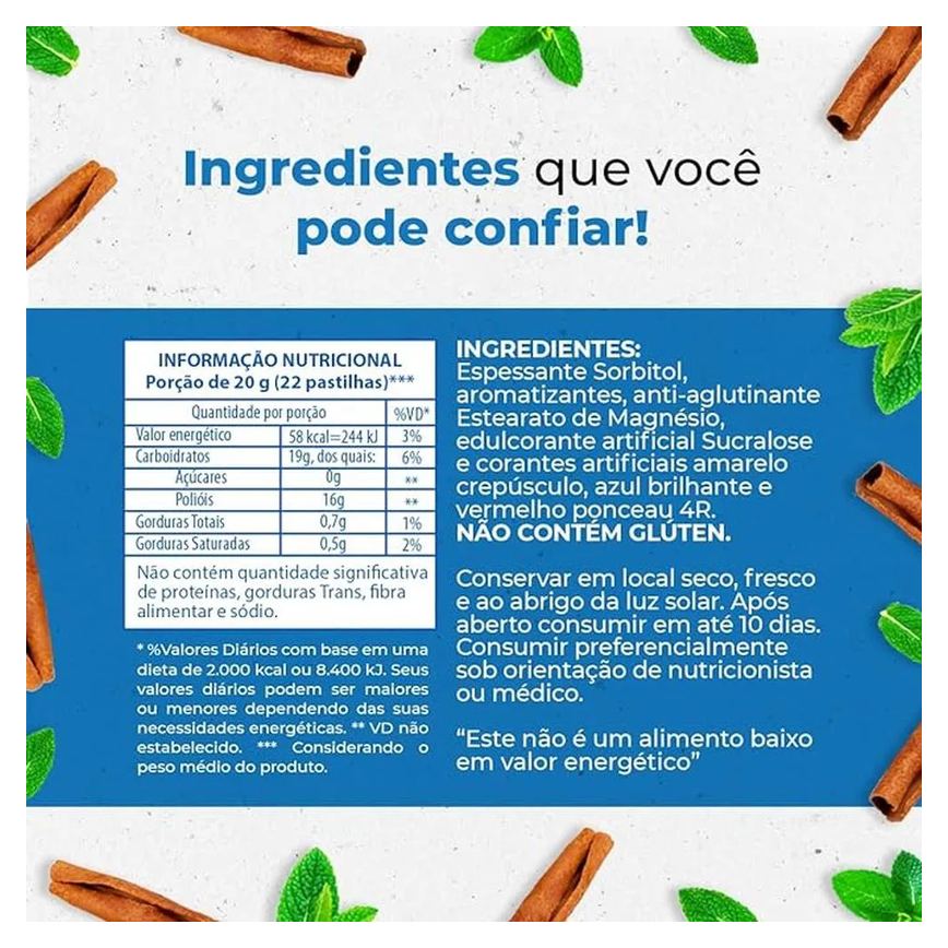 Valda Friends Pastilha Sabor Canela Mentolado Contém 10 Sachês de 25g Cada
