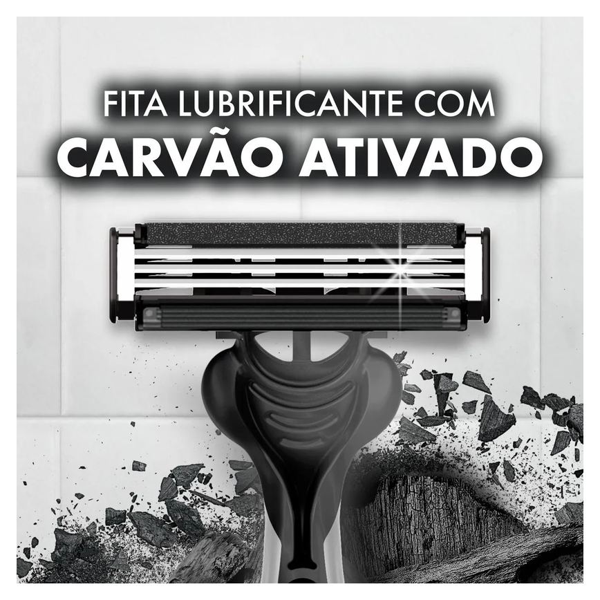 Aparelho de Barbear Descartável Gillette Prestobarba 3 Carvão Ativado 4 unidades