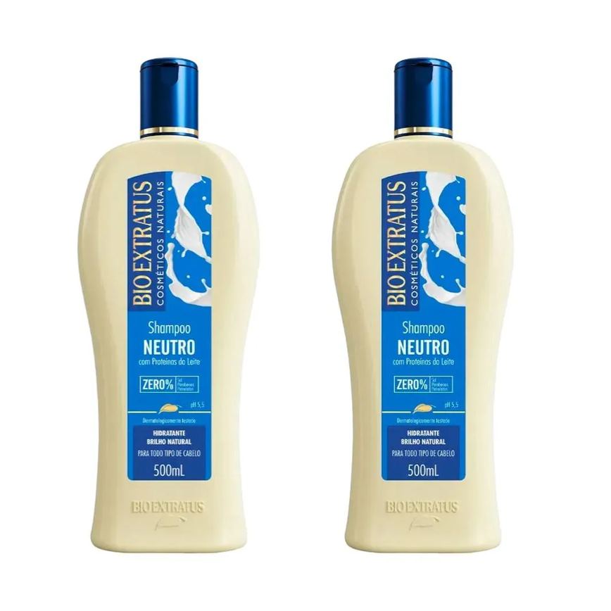 Kit 2 Shampoo Brilho Natural Neutro 500 Ml Bio Extratus