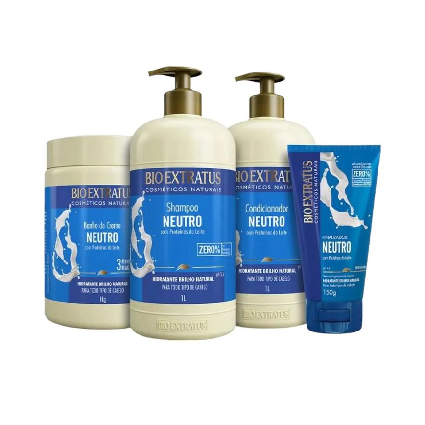 Kit 1 Shampoo 1 Condicionador 1 Banho Creme Neutro 1L 1 Finalizador 150Ml