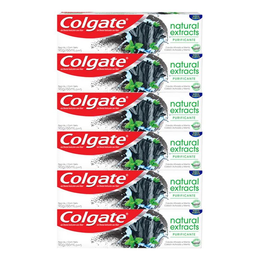Kit C/ 6 Cremes Dental Colgate Natural Extracts Purificante 90g