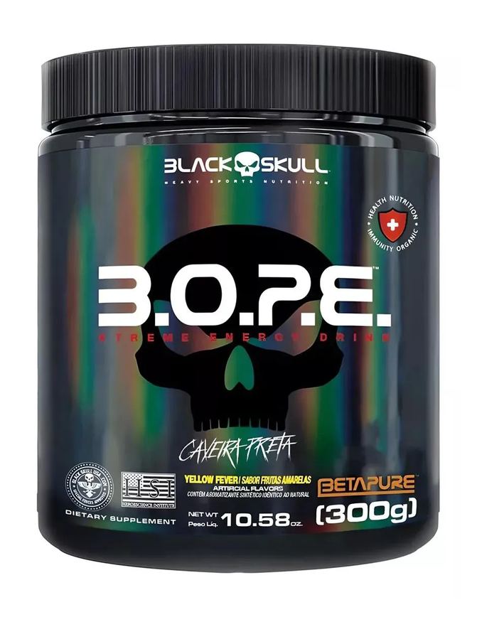 Bope Pré Treino Black Skull Frutas Amarelas 300g