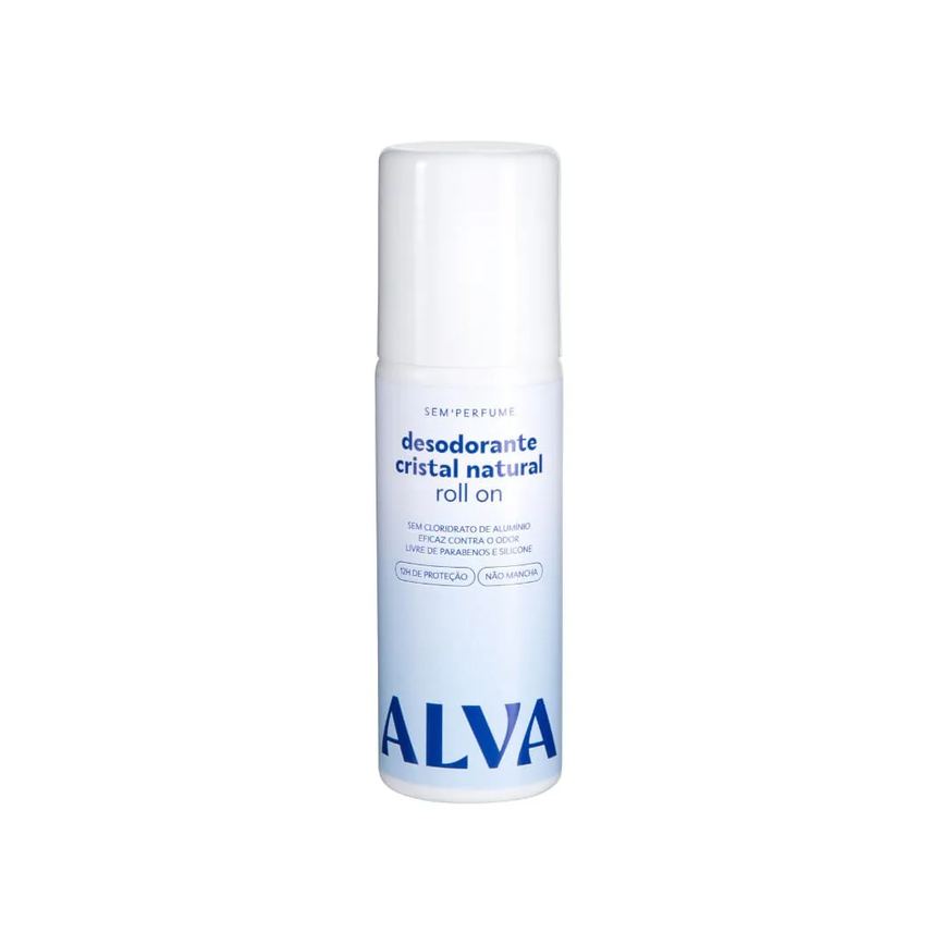 Desodorante Cristal Natural Alva Roll On Sem Perfume 70ml