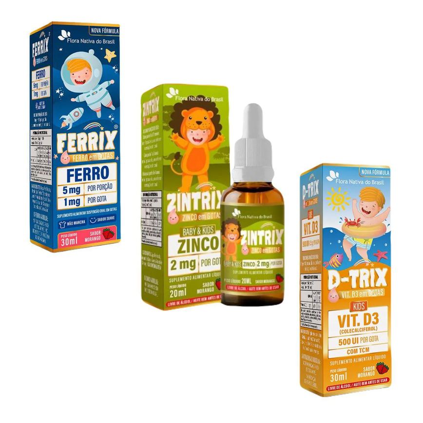 FERRIX FERRO + D TRIX VITAMINA D3 – ZINTRIX ZINCO – KIDS