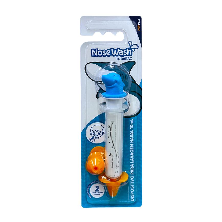 Dispositivo de Lavagem Nasal Nosewash Tubarão 10ml + 2 Adaptadores