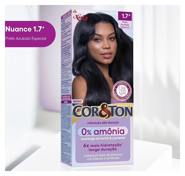 Tintura Cor&Ton Niely 0% Amônia 1.7+ Preto Azulado Especial