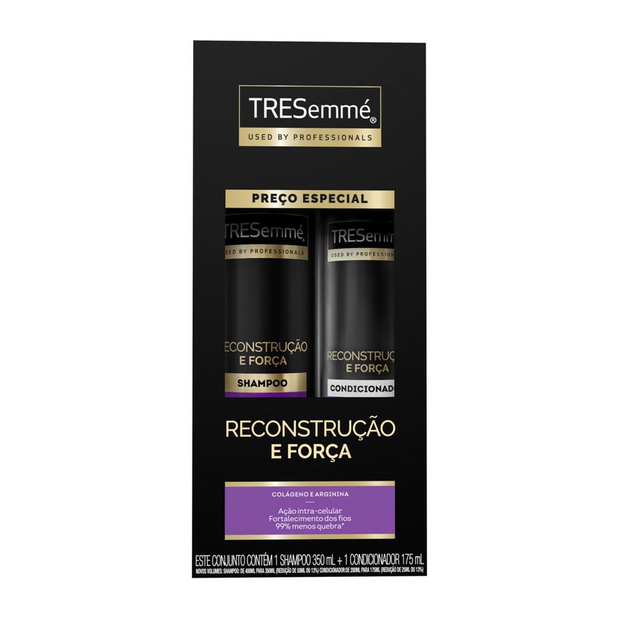 Kit Shampoo TRESemmé Reconstrução e Força 350ml 1 Unidade + Condicionador TRESemmé Reconstrução e Força Colágeno e Arginina 175ml 1 Unidade