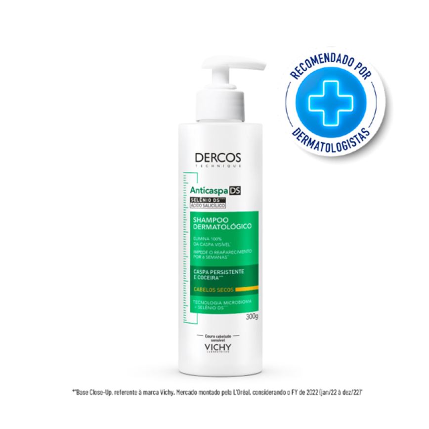 Shampoo Anticaspa Vichy Dercos Dermatológico Cabelos Secos 300g