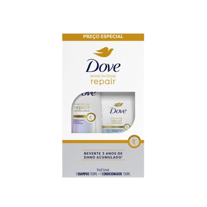 Kit Shampoo Dove Bond Intense Repair 350ml 1 Unidade + Condicionador Dove Bond Intense Repair 150ml 1 Unidade