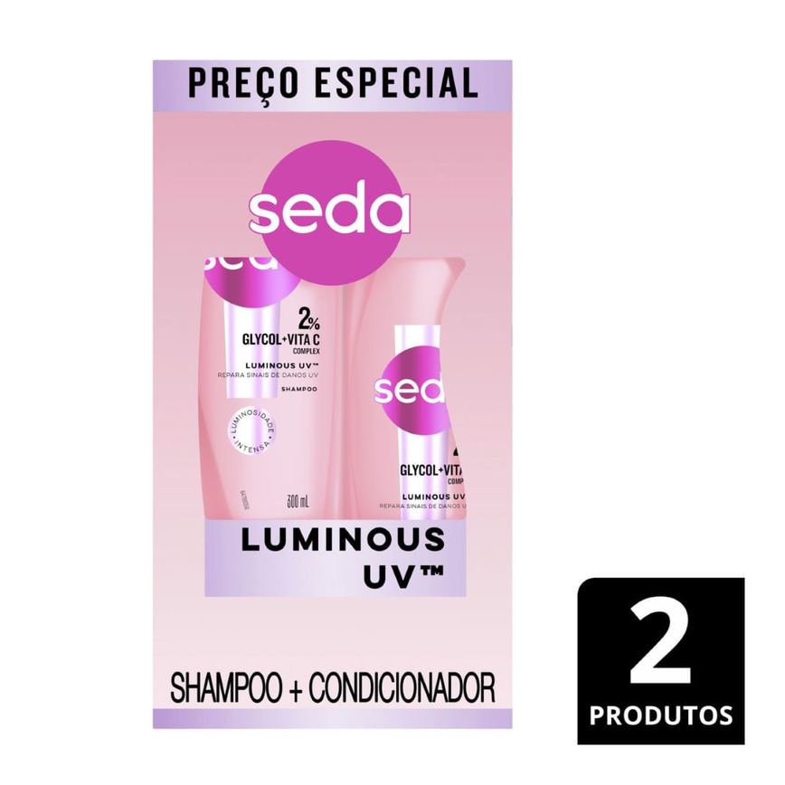 Kit Shampoo Seda Luminous UV 300ml 1 Unidade + Condicionador Seda Luminous UV 190ml 1 Unidade
