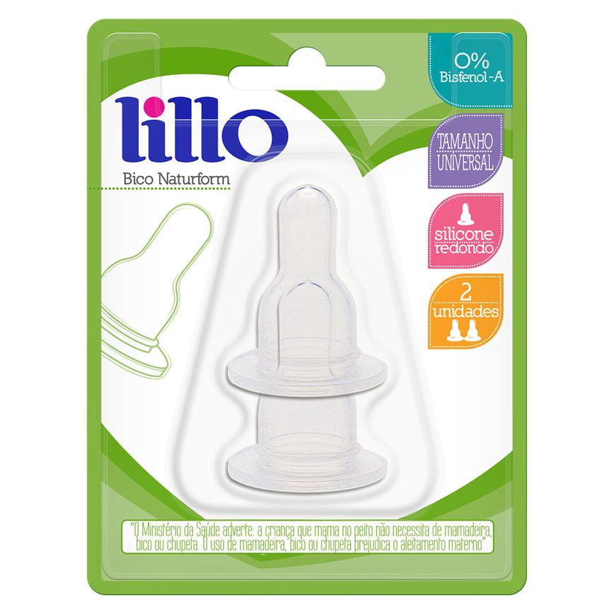 Bico para Mamadeira Lillo Natuform Redondo Silicone Tamanho Universal 2 Unidades