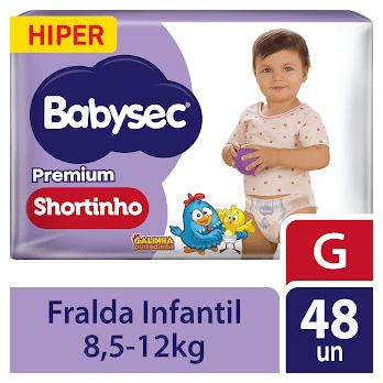 Fralda Babysec Premium Shortinho Galinha Pintadinha G 48 Unidades