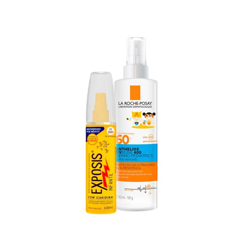 Kit Infantil Exposis + La Roche Repelente Sem Perfume Spray 100ml + Protetor Solar Anthelios UVB + UVA 60fps 200ml