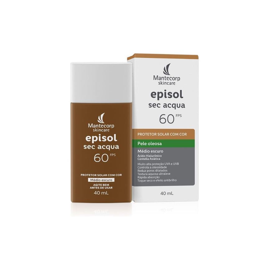 Protetor Solar Facial Episol Sec Acqua FPS60 Médio Escuro 40ml