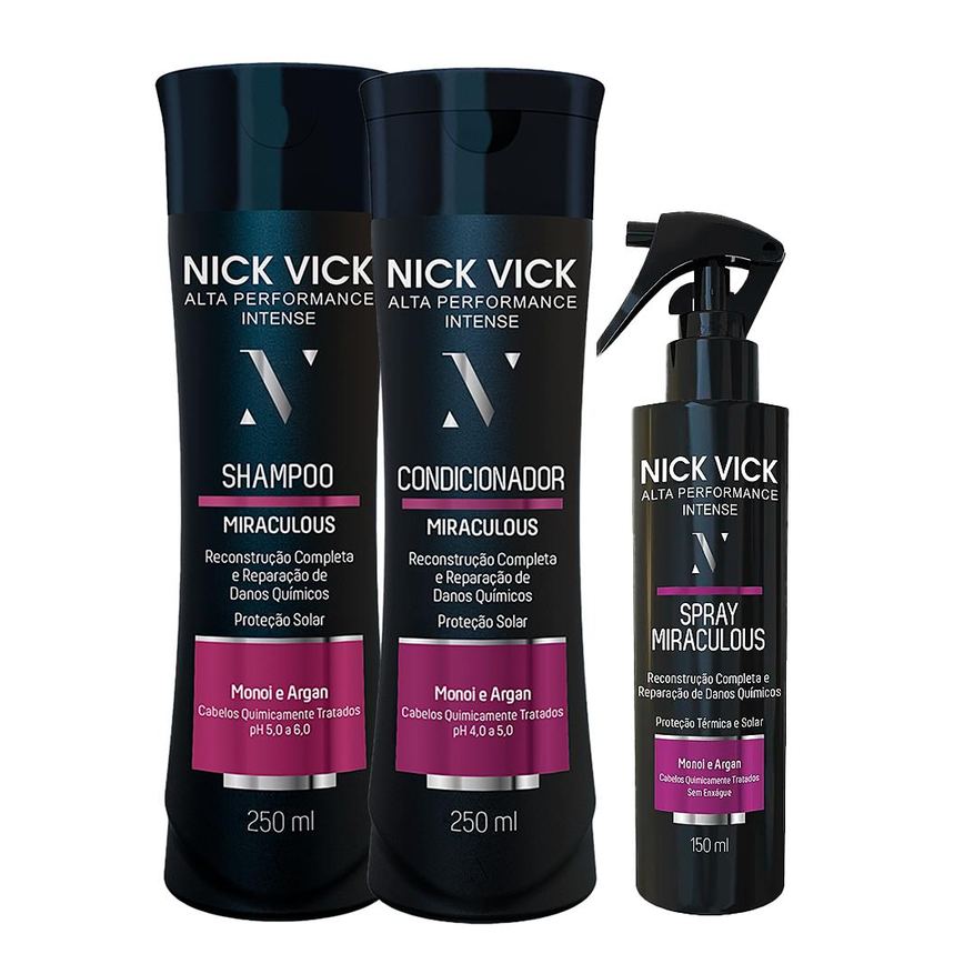 Kit Nick Vick Reestruturador - Shampoo - Condicionador - Spray