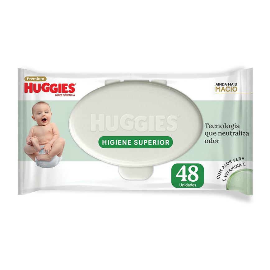 Lenços Umedecidos Huggies Higiene Superior Limpam 2x Mais 48 Unidades